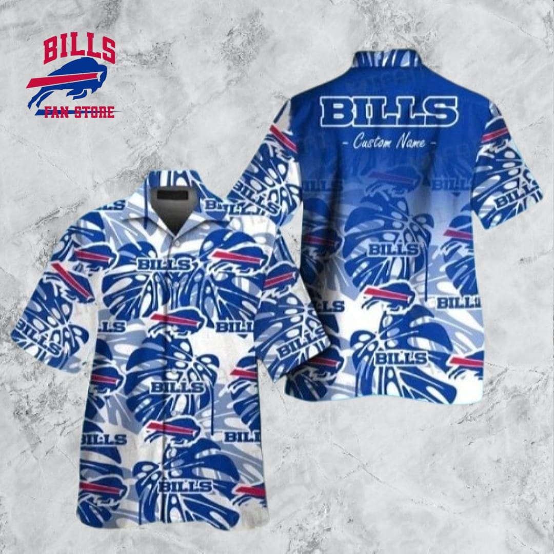 Palm Leaf All over Print Custom Name NFL Buffalo Bills Hawaiian Shirt