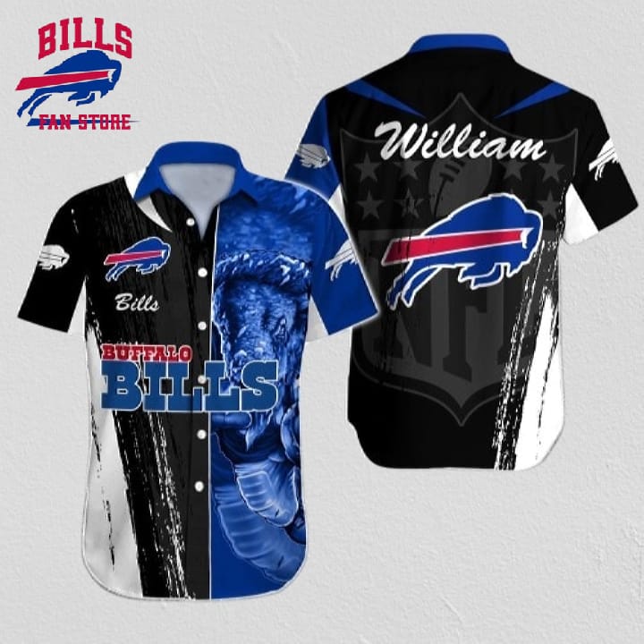 Personalized NFL Buffalo Bills Hawaiian Shirt Special Half Tone Mascot Aloha Shirt
