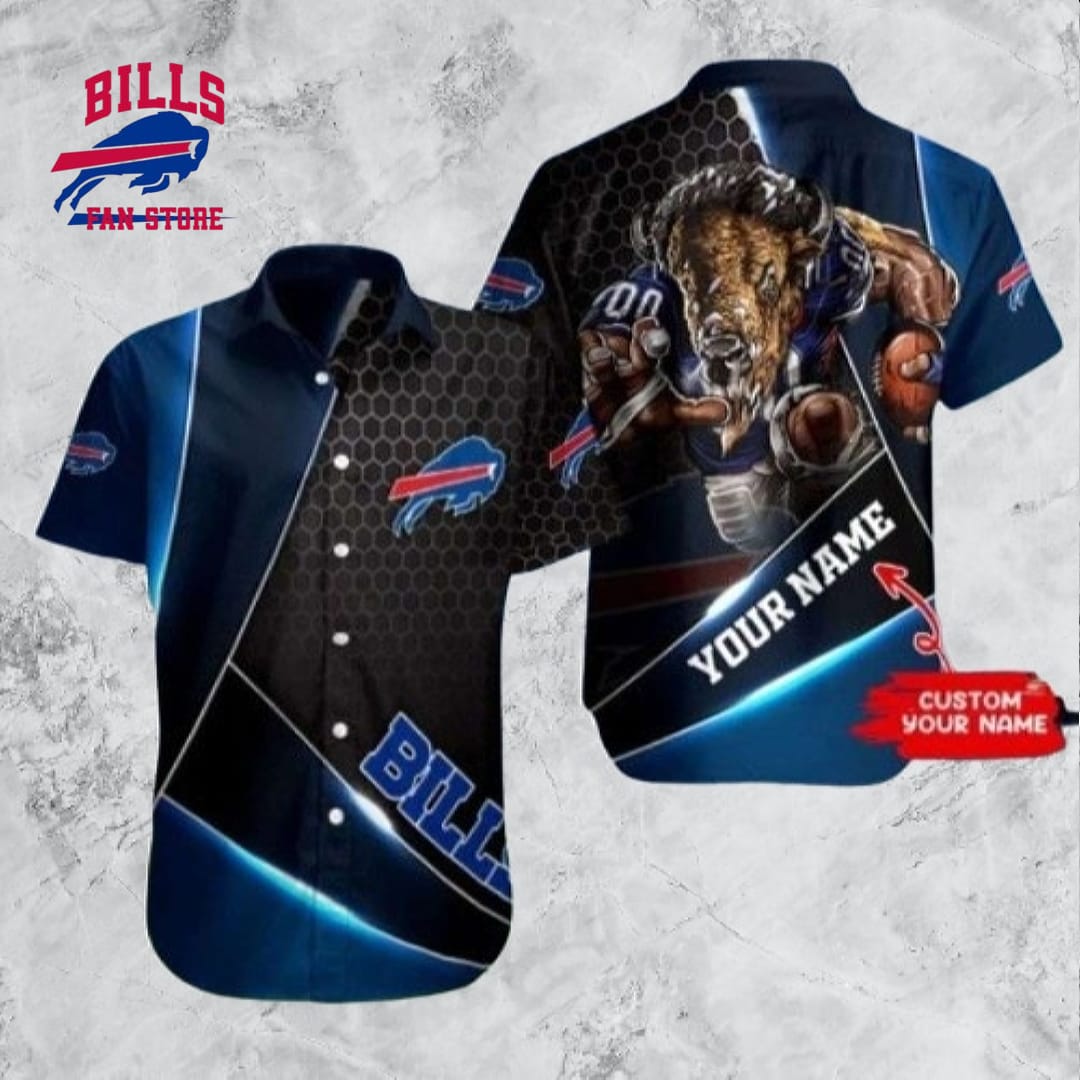 Personalized Mascot Graphic Buffalo Bills Hawaiian Shirt Authentic NFL Aloha Style