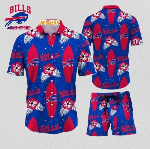 Buffalo Bills Flower Pattern Hawaiian Shirt And Shorts