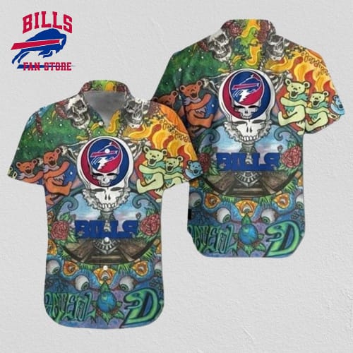 Buffalo Bills Grateful Dead Skull and Roses Bills Hawaiian Shirt