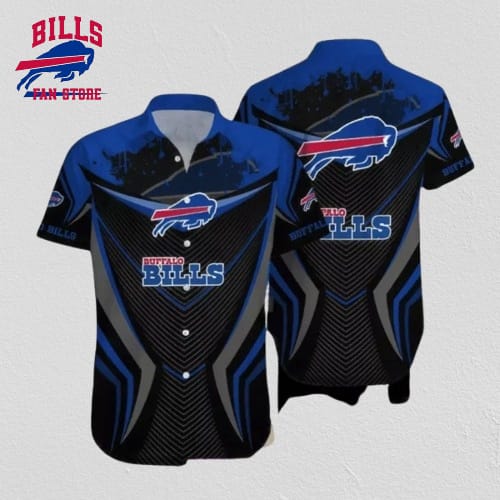 Buffalo Bills Hawaiian Shirt Black Blue Chevron