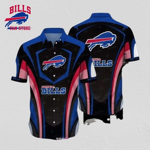 Buffalo Bills Hawaiian Shirt Black Red Shield