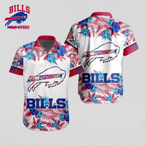 Buffalo Bills Hawaiian Shirt Hibiscus Bliss White