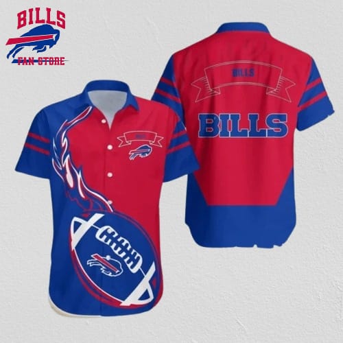 Buffalo Bills Hawaiian Shirt Red Blue Football Flames Design