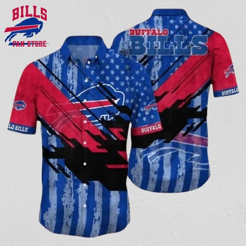 Buffalo Bills Hawaiian Shirt Red White Blue Starburst Design
