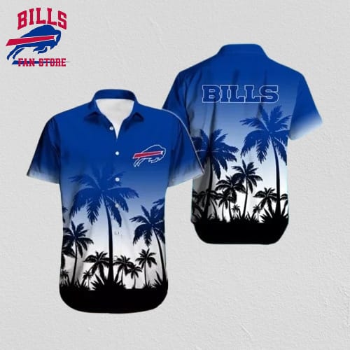 Buffalo Bills Hawaiian Shirt Sunset Palm Silhouette Design
