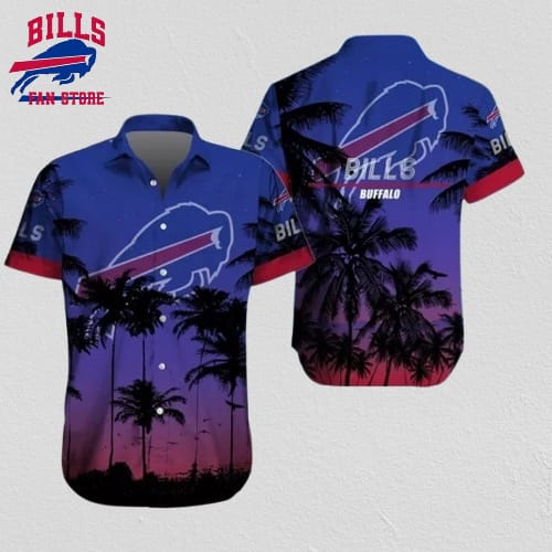 Buffalo Bills Hawaiian Shirt Sunset Silhouette Palm Design 884521