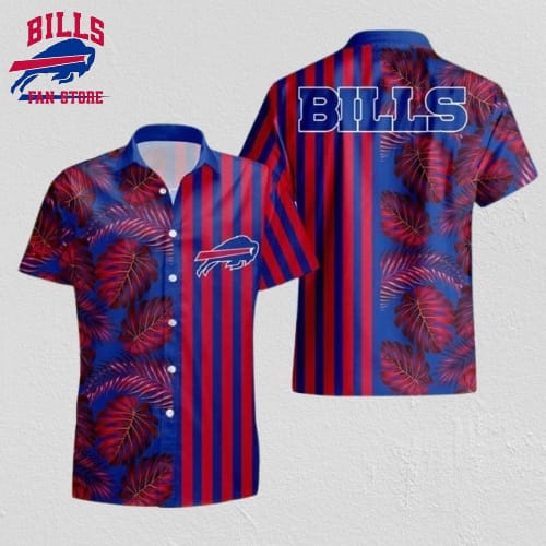 Buffalo Bills Leaf and Stripe Pattern Hawaiia Shirt For Fans Summer Gift