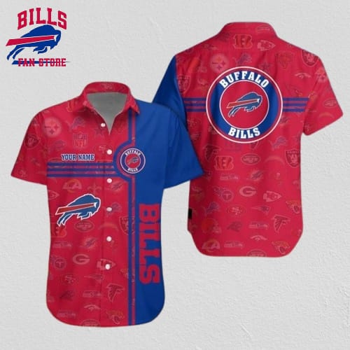 Buffalo Bills Logo team 3D All Over Printed 3D Hawaiian Shirt Custom Name For Fans