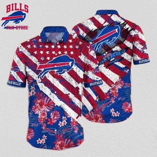 Buffalo Bills NFL Hawaiian Floral Print American Flag Beach Shirt Short Style Hot Trending Summer