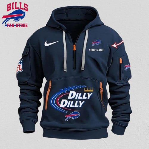 NFL Buffalo Bills Dilly Dilly Football Heavy Hoodie Football Quarter Zip Hoodie Shirt