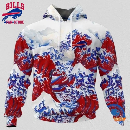 NFL Buffalo Bills Football Great Wave All Over Print Hoodie