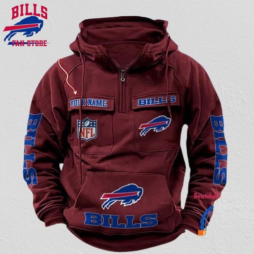 NFL Buffalo Bills Football Team Custom Name Cargo Hoodie
