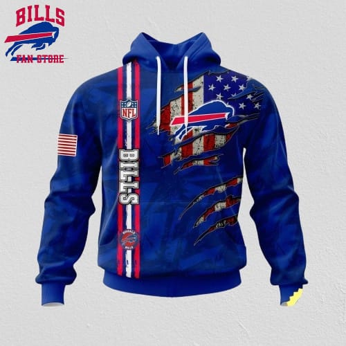 NFL Buffalo Bills Hoodie Personalized Name And Number 3D Hoodie With United States Flag Unisex Hoodie