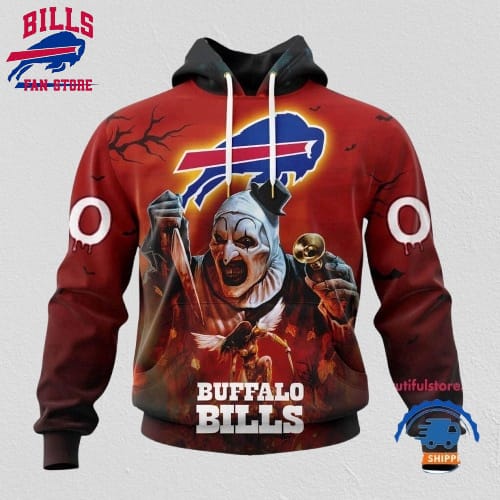 NFL Buffalo Bills Horror Terrifier Ghoulish Valak Halloween Football Hoodie