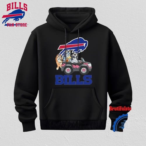 NFL Buffalo Bills Special Bluey Bingo And Muffin In The Car Hoodie Football Bluey 2D Shirt