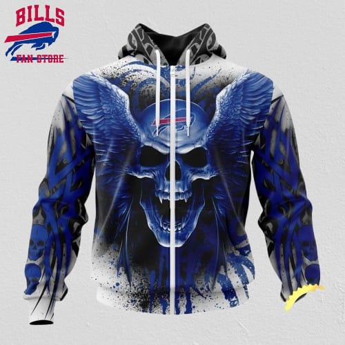 NFL Buffalo Bills Zip Hoodie 3D All Over Print Special Kits With Skull Unite In Team Colors