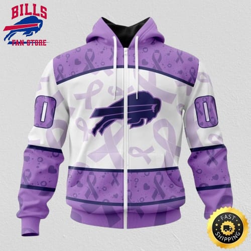 Personalized NFL Buffalo Bills All Over Print Zip Hoodie 3D Special Lavender Fights Cancer Unisex Tshirt