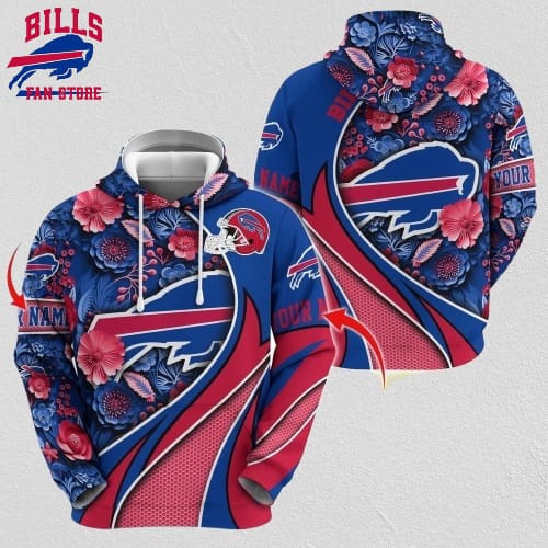 Personalized NFL Buffalo Bills Hoodie Flower Print 3D Hoodie