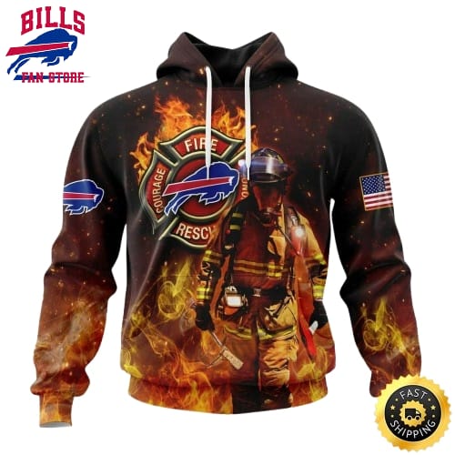 Personalized NFL Buffalo Bills Hoodie Honor Firefighters First Responders All Over Print 3D Hoodie