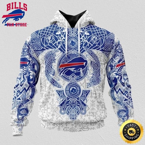 Personalized NFL Buffalo Bills Hoodie Norse Viking Symbols All Over Print 3D Hoodie