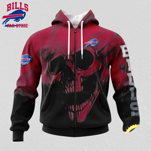 NFL Buffalo Bills 3D Hoodie Printed Halloween Skull Custom Name And Number Show Team Pride