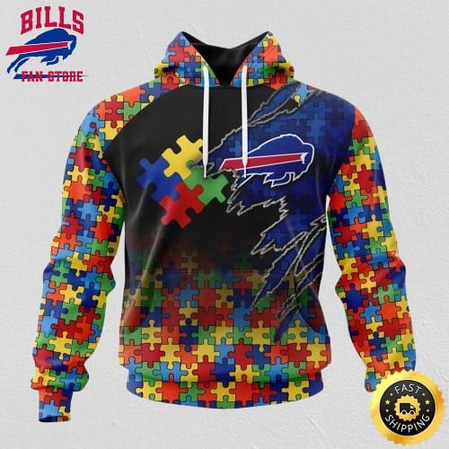 NFL Buffalo Bills All Over Print 3D Hoodie Autism Awareness Design Gifts For Survivors
