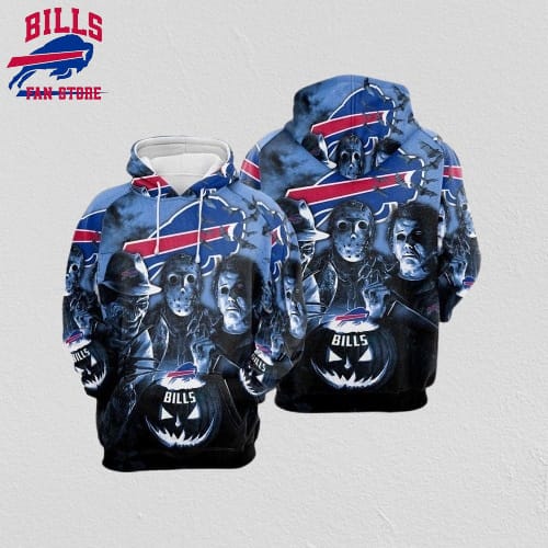 NFL Buffalo Bills All Over Print 3D Hoodie Halloween Horror Night Gift For Football Fans