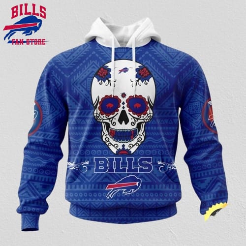 NFL Buffalo Bills All Over Print 3D Hoodie Specialized Kits For Dia De Muertos Show Your Team Spirit