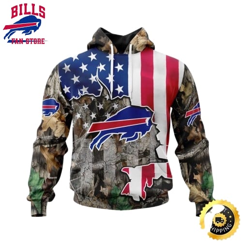 NFL Buffalo Bills All Over Print 3D Hoodie USA Flag Camo Realtree Hunting Unique And Eye Catching